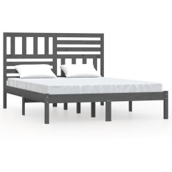 vidaXL Estructura de cama madera maciza de pino gris 135x190 cm