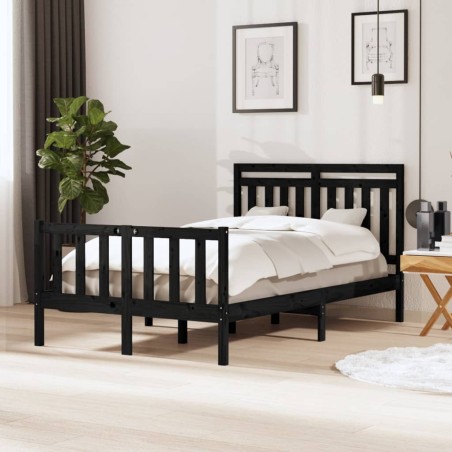 vidaXL Estructura de cama de madera maciza negra 120x200 cm