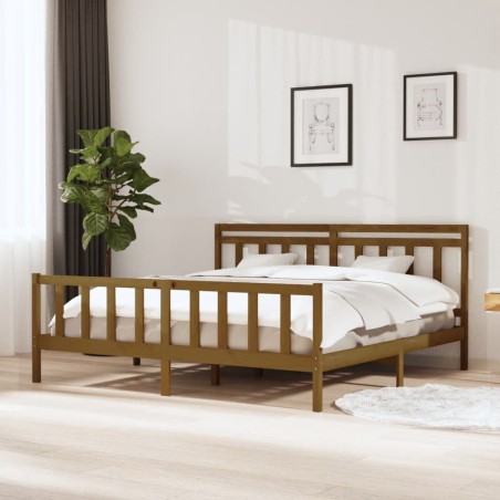vidaXL Estructura de cama de madera maciza marrón miel 200x200 cm