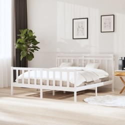 vidaXL Estructura de cama de madera maciza blanca 160x200 cm