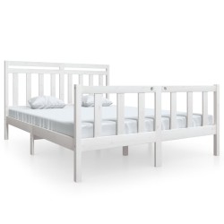 vidaXL Estructura de cama de madera maciza blanca 160x200 cm