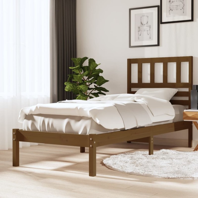 vidaXL Estructura de cama madera maciza pino marrón miel 100x200 cm vidaXL Estructura de cama madera maciza pino marrón miel 100x200 cm