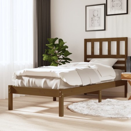 vidaXL Estructura de cama madera maciza pino marrón miel 100x200 cm