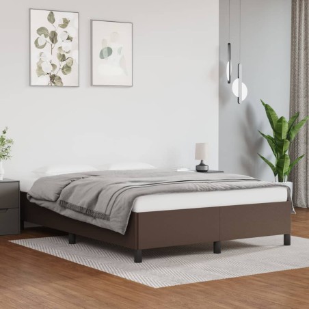 vidaXL Estructura de cama de cuero sintético marrón 140x190 cm