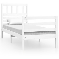 vidaXL Estructura de cama madera maciza blanco individual 75x190 cm
