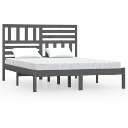 vidaXL Estructura de cama de madera maciza de pino gris 160x200 cm