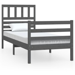 vidaXL Estructura de cama de madera maciza gris 100x200 cm