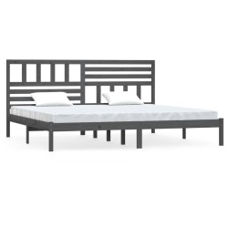 vidaXL Estructura de cama madera maciza de pino gris 180x200 cm