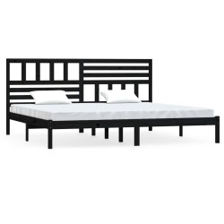vidaXL Estructura de cama de madera maciza negra 180x200 cm