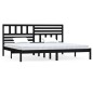 vidaXL Estructura de cama de madera maciza negra 180x200 cm