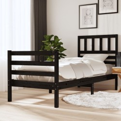 vidaXL Estructura de cama madera maciza negro 100x200 cm