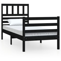 vidaXL Estructura de cama madera maciza negro 100x200 cm