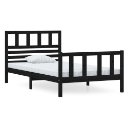 vidaXL Estructura de cama madera maciza negro 100x200 cm