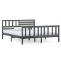 vidaXL Estructura de cama doble de madera maciza gris 135x190 cm