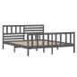 vidaXL Estructura de cama doble de madera maciza gris 135x190 cm