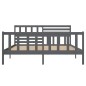 vidaXL Estructura de cama doble de madera maciza gris 135x190 cm