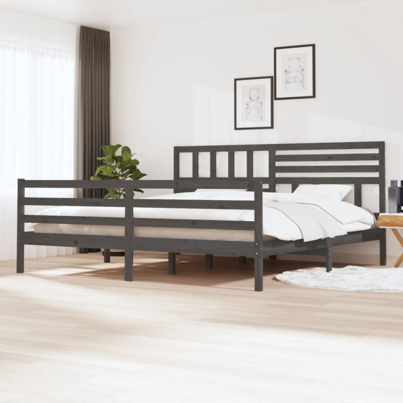 vidaXL Estructura de cama madera maciza gris 180x200 cm vidaXL Estructura de cama madera maciza gris 180x200 cm