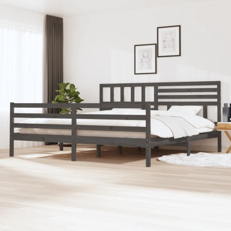 vidaXL Estructura de cama madera maciza gris 180x200 cm