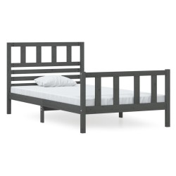 vidaXL Estructura de cama de madera maciza gris 100x200 cm