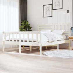 vidaXL Estructura de cama de madera maciza blanca 160x200 cm