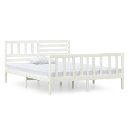 vidaXL Estructura de cama de madera maciza blanco 120x190cm