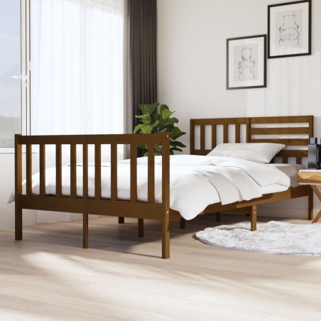 vidaXL Estructura de cama de madera maciza marrón miel 120x200 cm