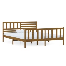 vidaXL Estructura de cama de madera maciza marrón miel 120x200 cm