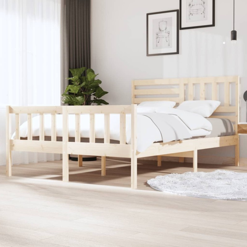 vidaXL Estructura de cama de madera maciza 150x200 cm vidaXL Estructura de cama de madera maciza 150x200 cm