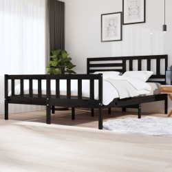 vidaXL Estructura de cama de madera maciza negra 180x200 cm