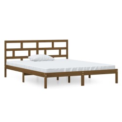vidaXL Estructura de cama madera maciza marrón 120x190 cm