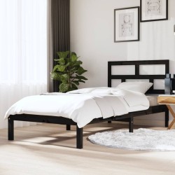 vidaXL Estructura de cama individual madera maciza negra 90x190 cm