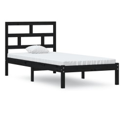 vidaXL Estructura de cama individual madera maciza negra 90x190 cm