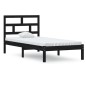 vidaXL Estructura de cama individual madera maciza negra 90x190 cm