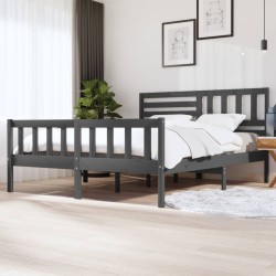 vidaXL Estructura de cama de madera maciza gris 180x200 cm