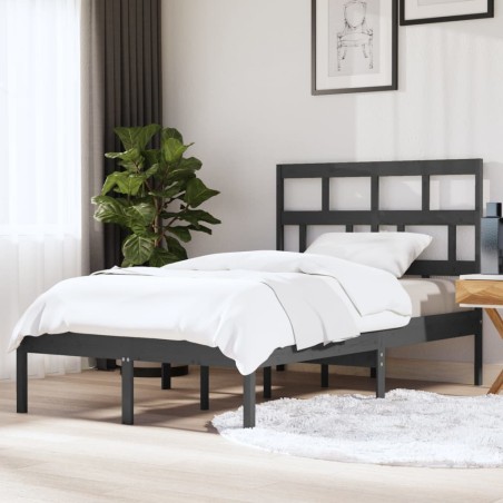 vidaXL Estructura de cama madera maciza de pino gris 120x200 cm