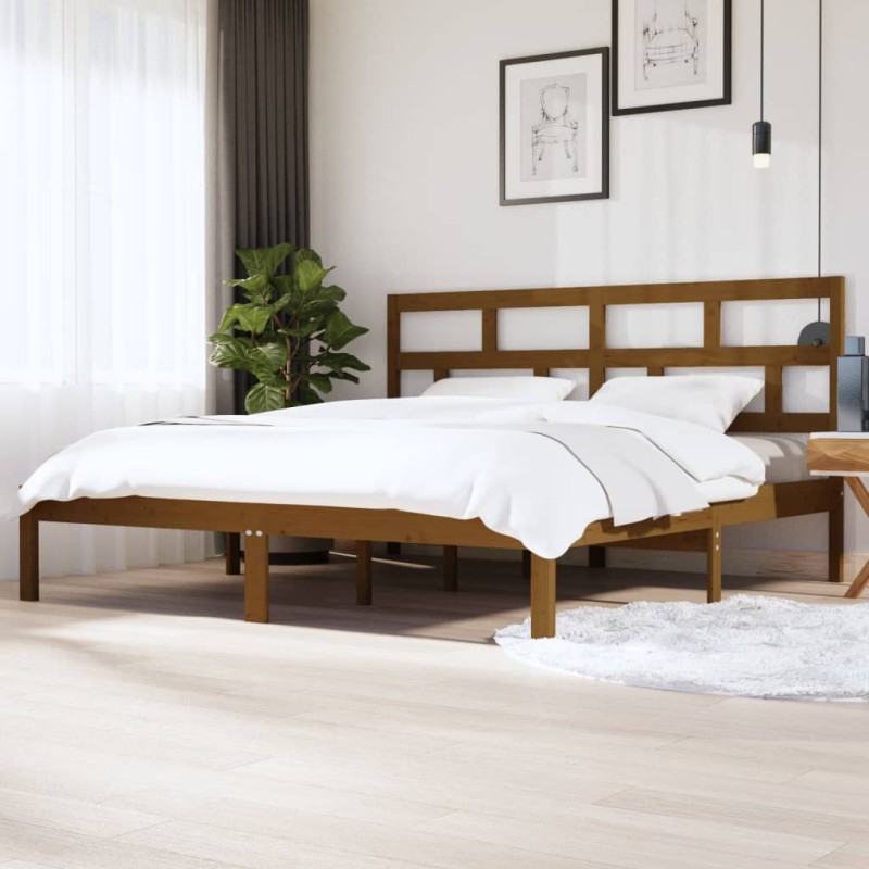 vidaXL Estructura de cama madera maciza de pino marrón miel 200x200 cm