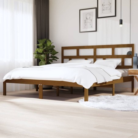 vidaXL Estructura de cama madera maciza de pino marrón miel 200x200 cm