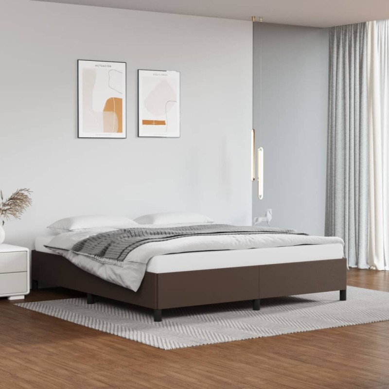 vidaXL Estructura de cama de cuero sintético marrón 160x200 cm vidaXL Estructura de cama de cuero sintético marrón 160x200 cm