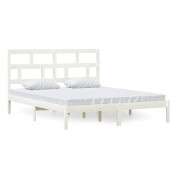 vidaXL Estructura de cama de madera maciza de pino blanco 160x200 cm