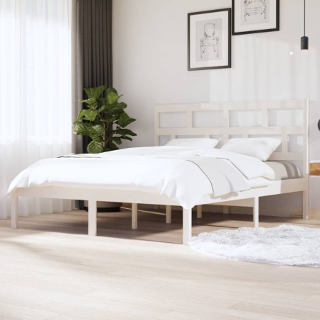 vidaXL Estructura de cama de madera maciza blanca 180x200 cm