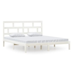 vidaXL Estructura de cama de madera maciza blanca 180x200 cm