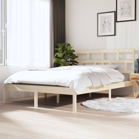 vidaXL Estructura de cama madera maciza 135x190 cm