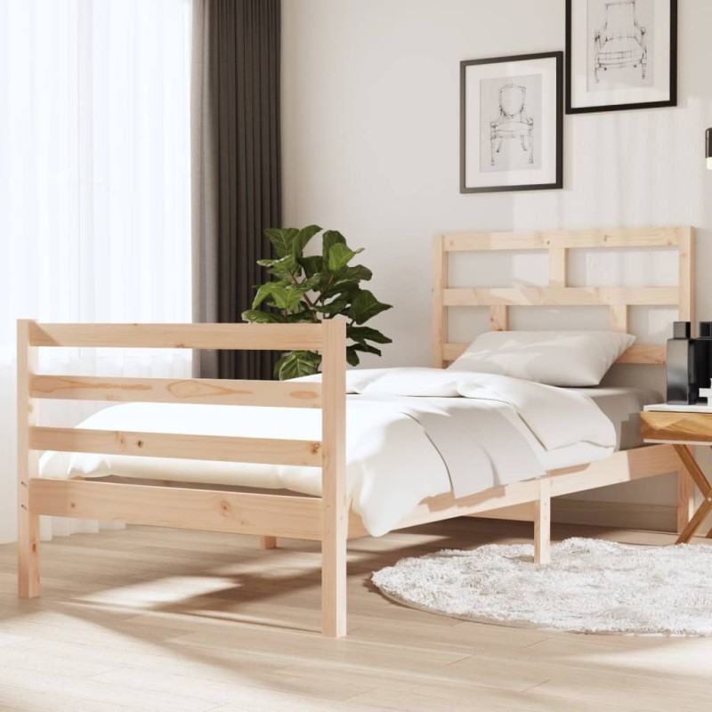 vidaXL Estructura de cama madera maciza individual 90x190 cm vidaXL Estructura de cama madera maciza individual 90x190 cm