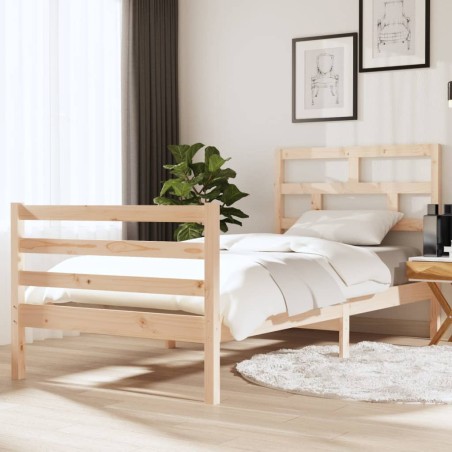 vidaXL Estructura de cama madera maciza individual 90x190 cm