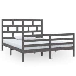 vidaXL Estructura de cama de madera maciza de pino gris 160x200 cm