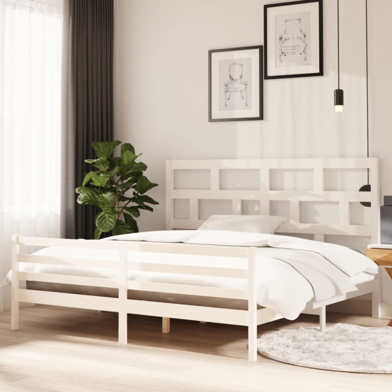 vidaXL Estructura de cama madera maciza de pino blanca 200x200 cm vidaXL Estructura de cama madera maciza de pino blanca 200x200 cm