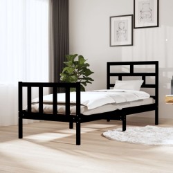 vidaXL Estructura de cama madera maciza de pino negro 75x190 cm