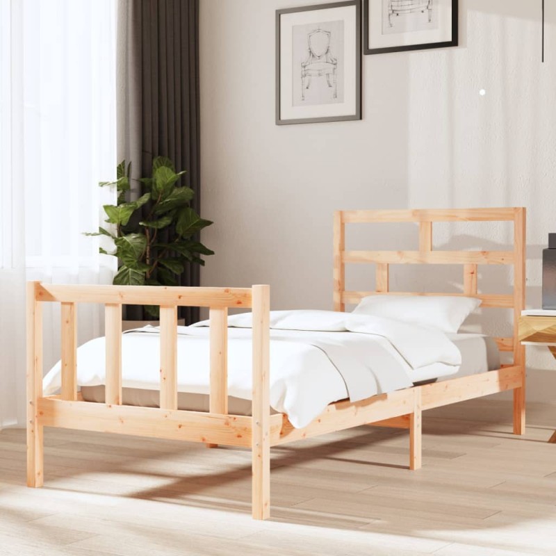 vidaXL Estructura de cama madera maciza de pino 90x200 cm