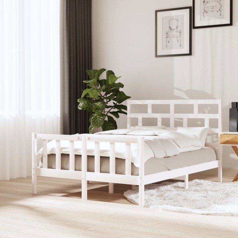 vidaXL Estructura de cama madera maciza de pino blanco 120x200 cm vidaXL Estructura de cama madera maciza de pino blanco 120x200 cm