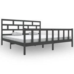 vidaXL Estructura de cama madera maciza de pino gris 180x200 cm